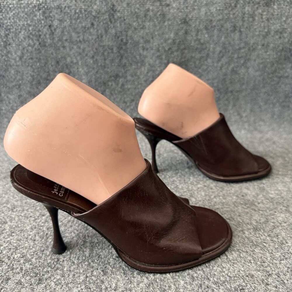 Jeffrey Campbell Leather Mules Open Toe Sculptural Heel Sandals 8 Office Siren